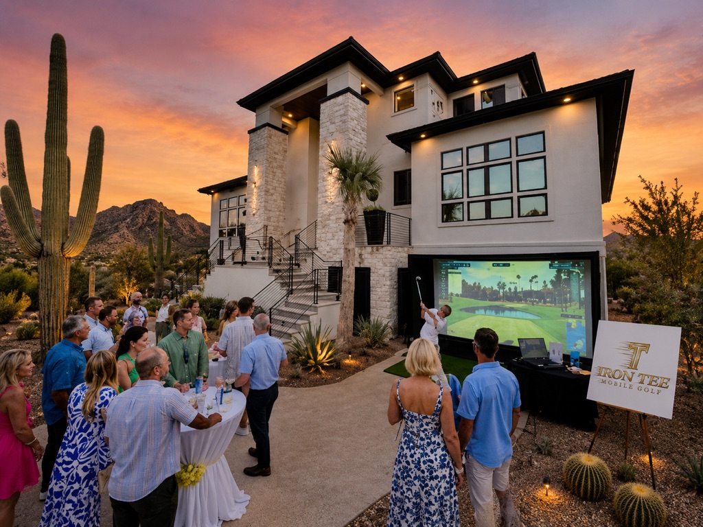 Iron Tee golf simulator at luxury outdoor Arizona event